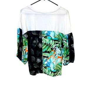 Jurassic World Jungle Print Graphic Tee Off Shoulder Top Size S